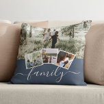 Almofada 4 Família de Colagem de Fotografias Personalizada<br><div class="desc">4 travesseiro decorativo personalizado da família de colagem de fotos do Ricaso - branco azul com 4 modelos de fotos</div>