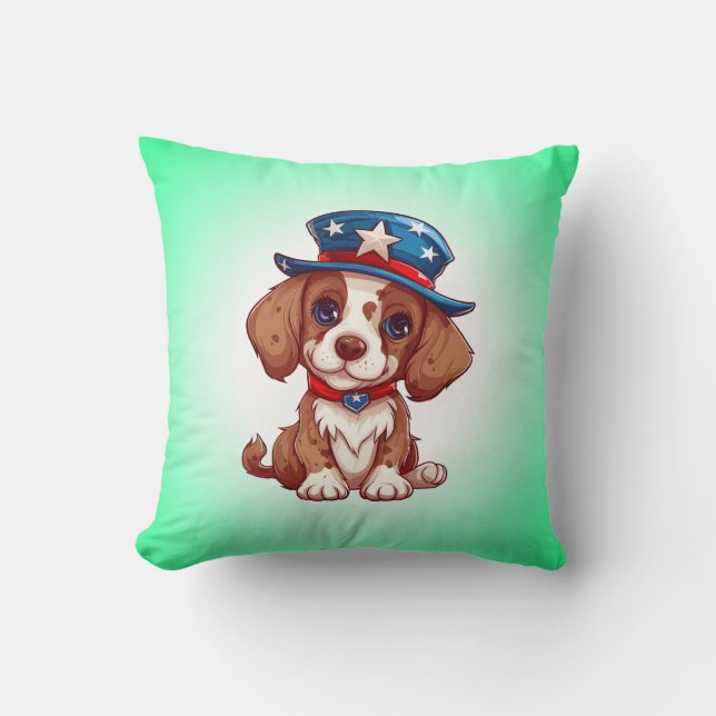 Almofada 4th of July Cute Puppy With American Hat-71009 (Frente)