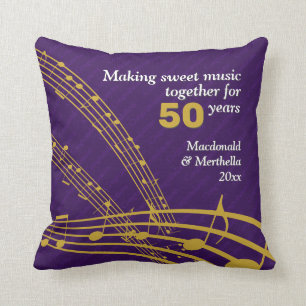 Almofada 50ª Casamento de OURO Doce NOTAS MÚSICAS
