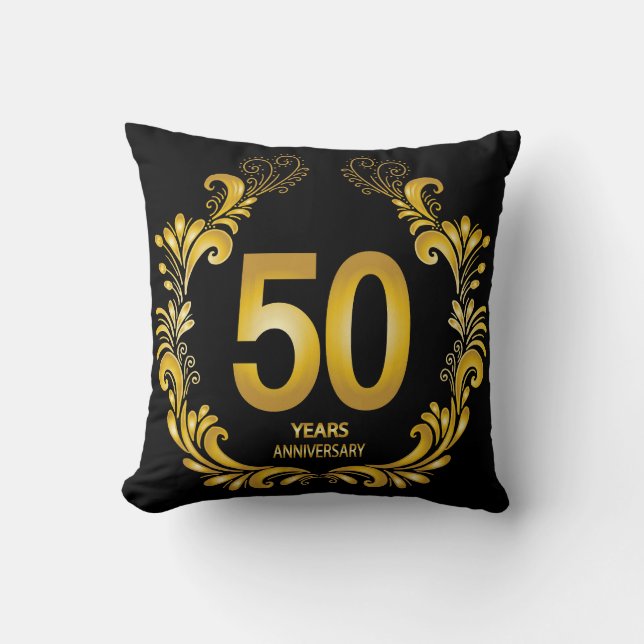 Almofada 50 Anos Dourado Brilho Aniversário (Frente)