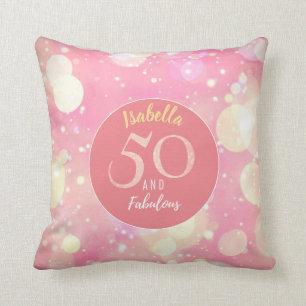 Almofada 50 e rosa Salmon Sparkling fabuloso & ouro