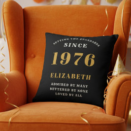 Almofada 50th Birthday Gift Personalized 1976 Black Gold