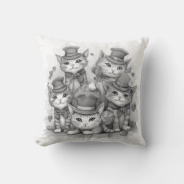 Almofada 5 Gatinhos pretos e brancos caprichosos fofos