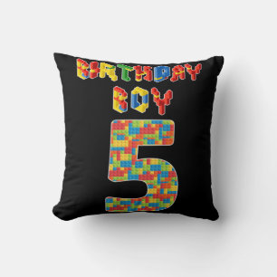 Almofada 5 Year Old Gifts Building Blocks 5th Birthday Boys