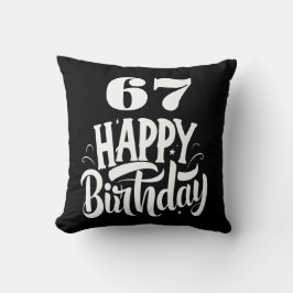 Almofada 67º aniversário elegante preto e branco personaliz