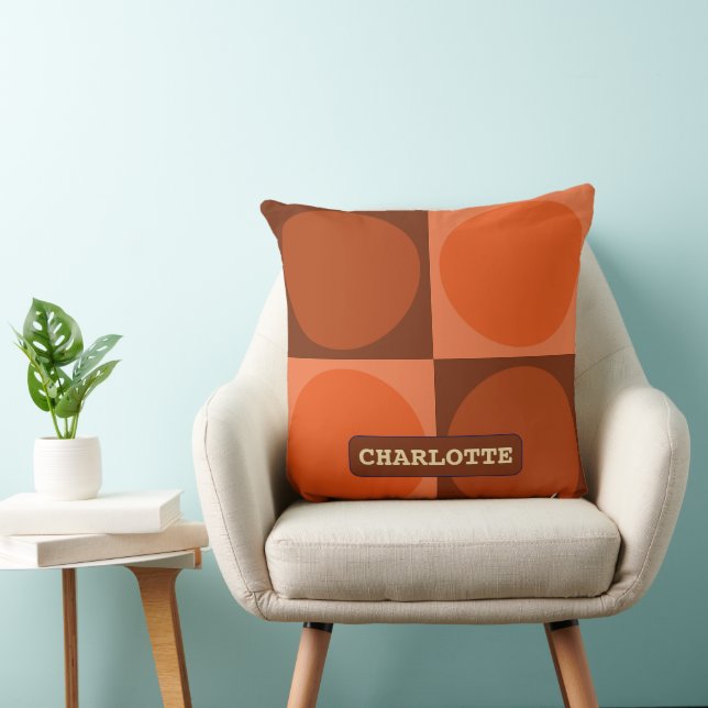 Almofada 70s Checks and Circles Flame Orange (Cadeira)