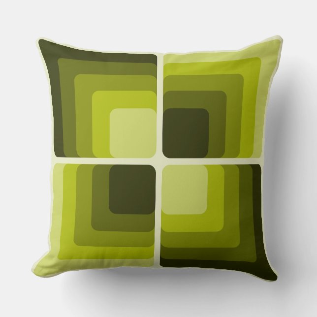Almofada 70s Rainbow Squares Monochrome Green (Frente)
