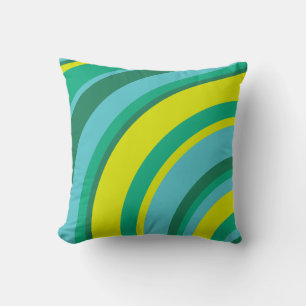 Almofada 70s Retro Groovy Wave Rainbow Teal Green Yellow