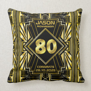 Almofada 80 Aniversário Art Deco Dourado Excelente Negro G