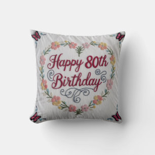 Almofada 80 Anos Adorados" Travesseiro decorativo: Um Feliz
