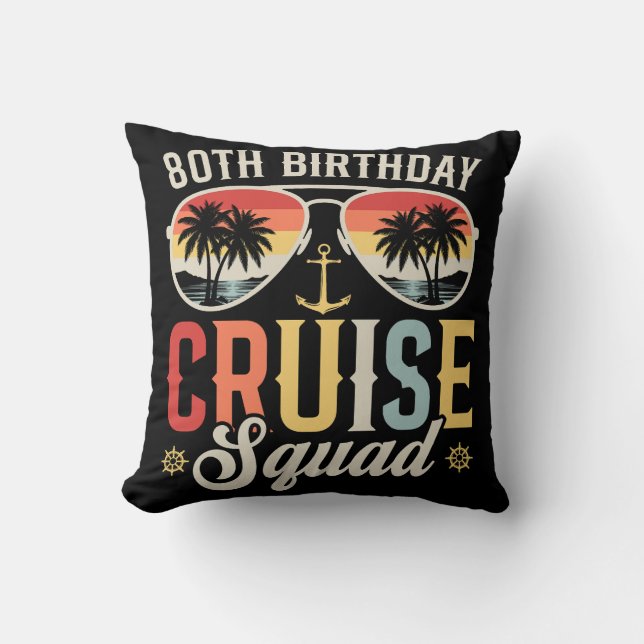 Almofada 80 Birthday Cruise Squad Family Combate (Frente)