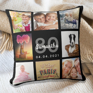 Almofada 80 de aniversário personalizado foto colagem mulh