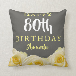 Almofada 80 Floral de Flor Rosa Amarelo Aniversário