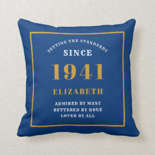 Almofada 80 personalizado Aniversário 1941 Elegante Azul Ch