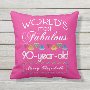 Almofada 90 Aniversário Mais Fabuloso Gems Coloridas Rosa