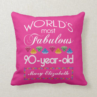 Almofada 90 Aniversário Mais Fabuloso Gems Coloridas Rosa