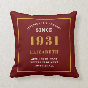 Almofada 90 Birthday 1931 Elegante Vermelho Chic Personaliz