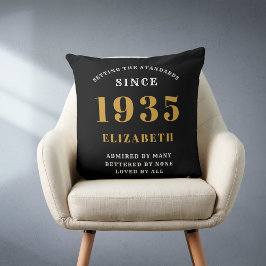 Almofada 90 Birthday 1935, personalizada pela Dourada negra