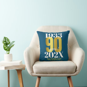 Almofada 90 Birthday Azul Dourado