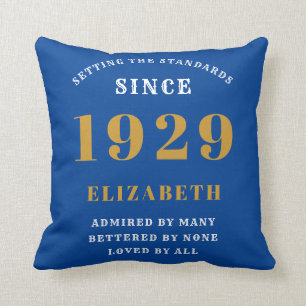Almofada 90 Birthday Standards Nascer 1929 Azul