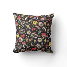 90s Floral on Black Retro Pattern | Bold Vintage 