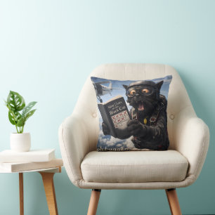 Almofada 9/Bugger, céu engraçado de paraquedismo gato preto