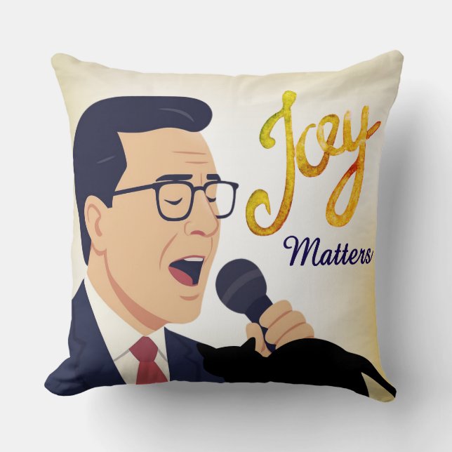 Almofada A Alegria Importa Meme de Stephen Colbert Cantando (Frente)
