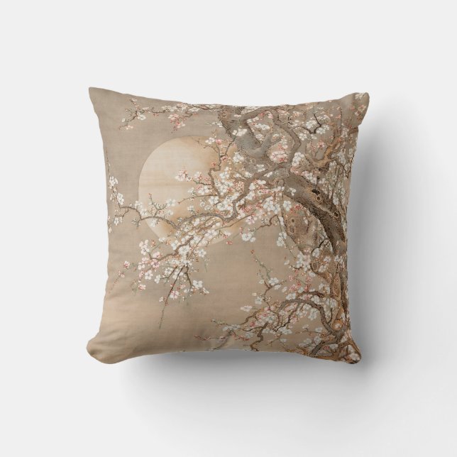 Almofada A ameixa japonesa floresce à lua por Sō Shizan (Frente)