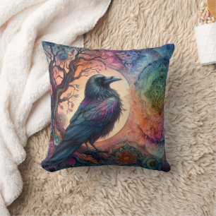 Almofada A Árvore Crow da Vida Mandala Pagan