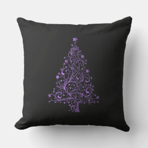 Almofada A árvore do Feliz Natal Stars o roxo metálico