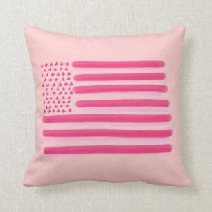 Almofada A bandeira americana cor-de-rosa stars o
