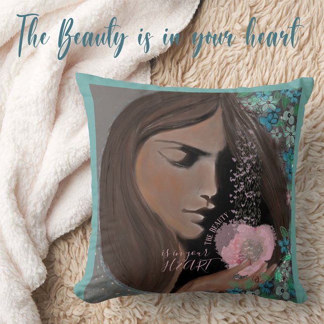Almofada A Beleza está no seu coração (The Beauty is in your heart Throw Pillow)