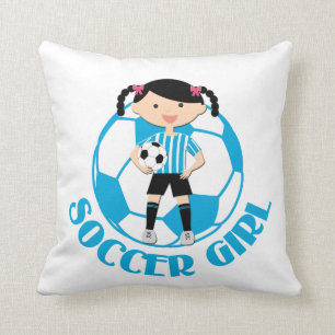 Almofada A bola da menina 2 do futebol azul e o branco