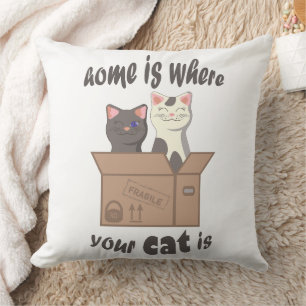 Almofada A citação engraçada de Home é onde seu gato está