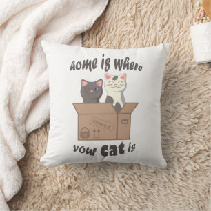 Almofada A citação engraçada de Home é onde seu gato está
