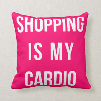 Almofada A compra é meu cardio- no rosa quente