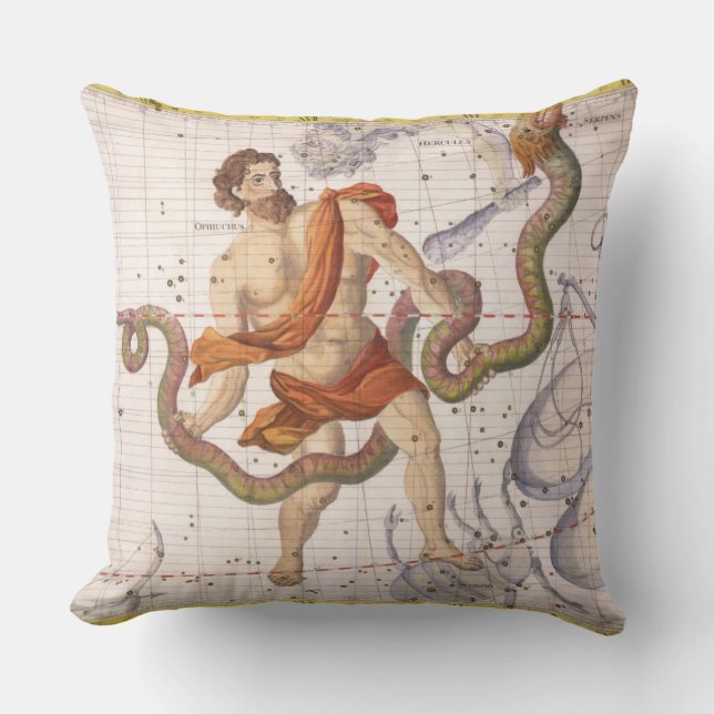 Almofada A constelação de Ophiucus e de Serpens, chapeia 22 (Frente)