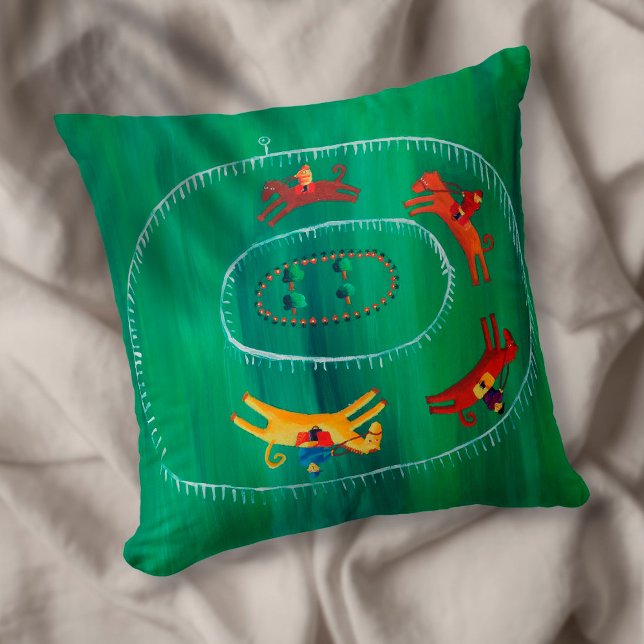 Almofada A Corrida dos Cavalos - Pintura em acrílico modern (Criador carregado)