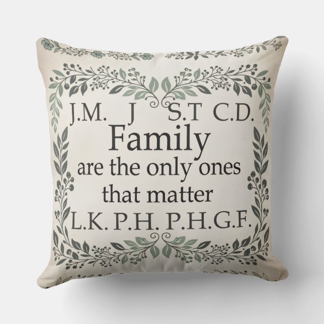 Almofada A cozy farmhouse-style family name chart cushion (Verso)