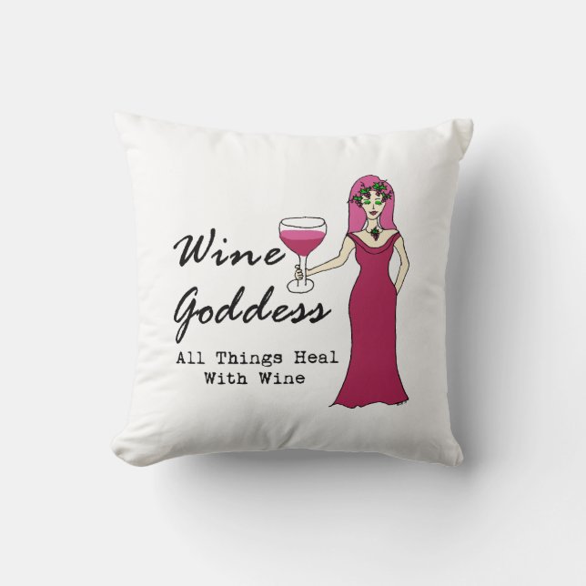 Almofada A deusa do vinho "todas as coisas cura" o (Frente)