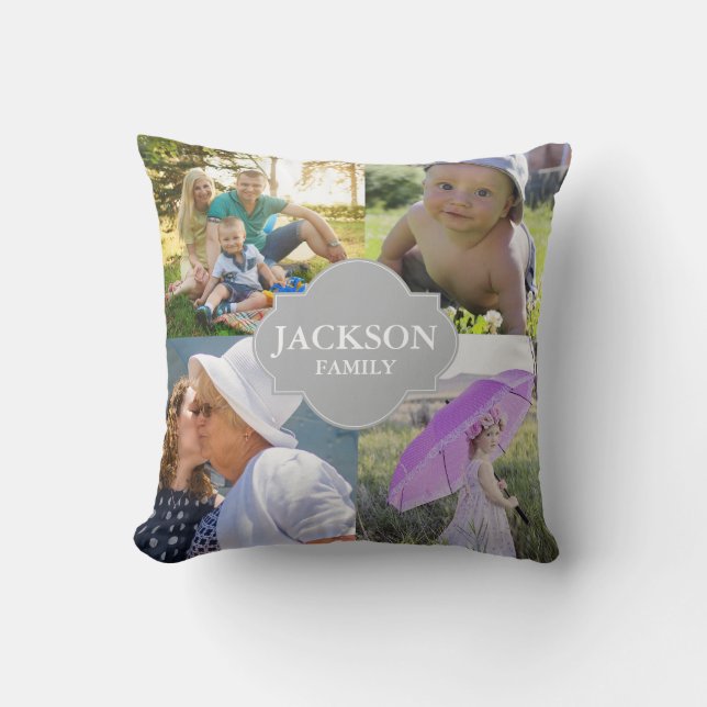 Almofada A foto descansa, 4 fotos da colagem com nome de (Frente)