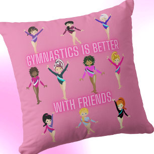 Almofada A ginástica é melhor com amigos Bonito a rosa