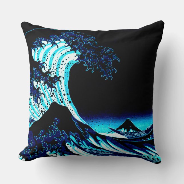 Almofada A Grande Onda Azul Profundo (Frente)