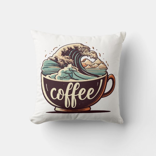 Almofada A Grande Onda De Café (Frente)