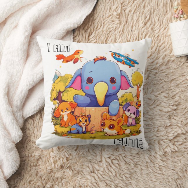 Almofada A ilustração de desenho animado de animais bonitos (Cobertor)