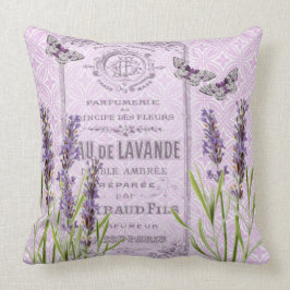 Almofada A lavanda floresce a colagem francesa do vintage