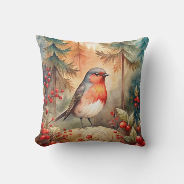 Almofada A lovely Robin in Autumn (Frente)