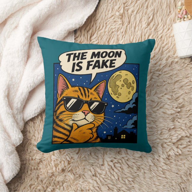 Almofada A Lua é Falsa - Gato Conspiração (Cobertor)