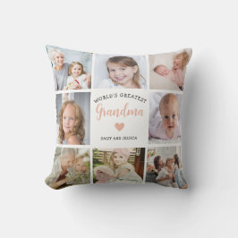 Almofada A maior vovó fotográfica colagem rosa cor-de-rosa