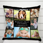 Almofada A melhor colagem de fotos da vovó do mundo, preto<br><div class="desc">Dê à melhor vovó do mundo um travesseiro de colagem de fotos personalizado divertido que ela vai tesourar por anos. Você pode personalizar com oito fotos de netos, filhos, outros membros da família, animais de estimação, etc., personalizar a expressão "A Melhor Avó do Mundo" e se ela é chamada de...</div>